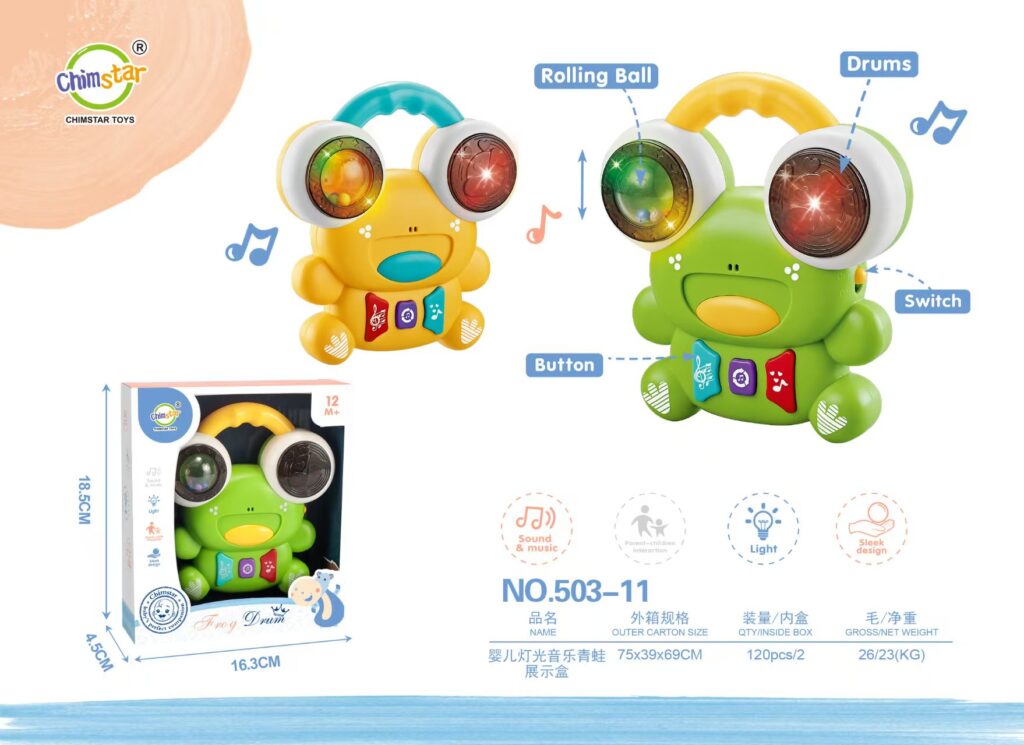Baby sound, light and music frog drum