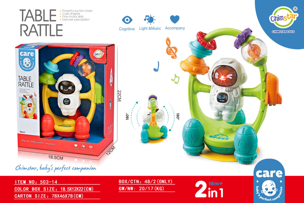 Baby sound and light suction cup astronaut dining table toy